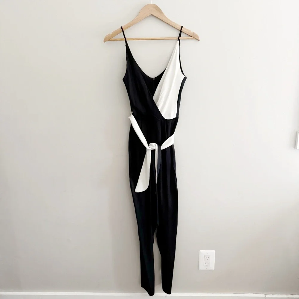Vintage 90s Color-block Black and White Jumpsuit women’s small